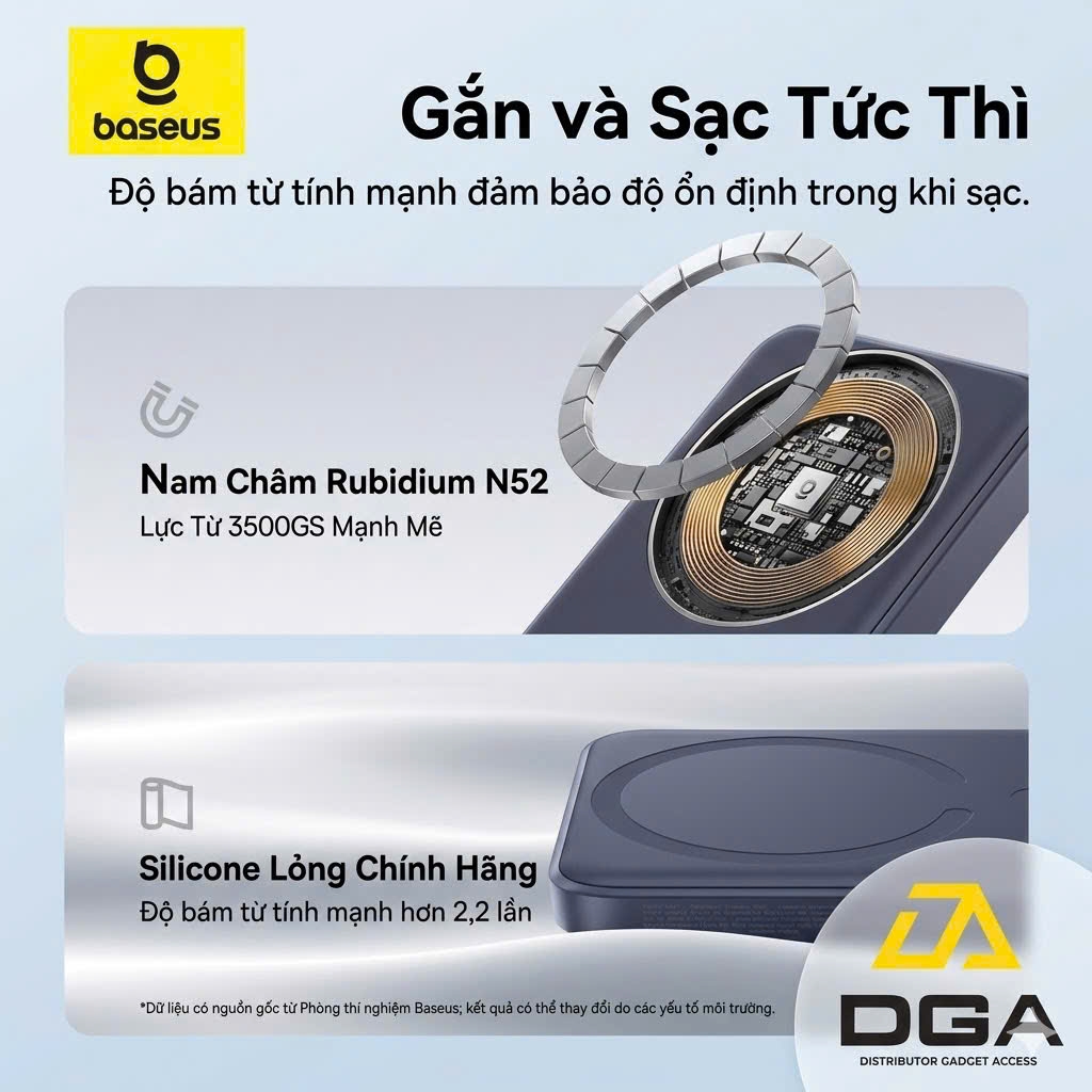 Pin Dự Phòng Không Dây Baseus EnerFill FM11 Ultra-Mini 10000mAh 22.5W (Sạc Không Dây 15W, Kèm Cáp C to C 0.3m 60W)