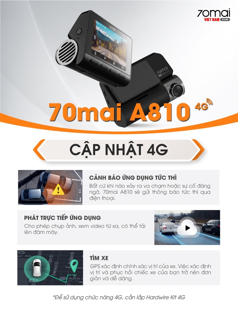 Camera Hành Trình 70Mai A810 Chất Lượng 4k HDR Siêu Nét