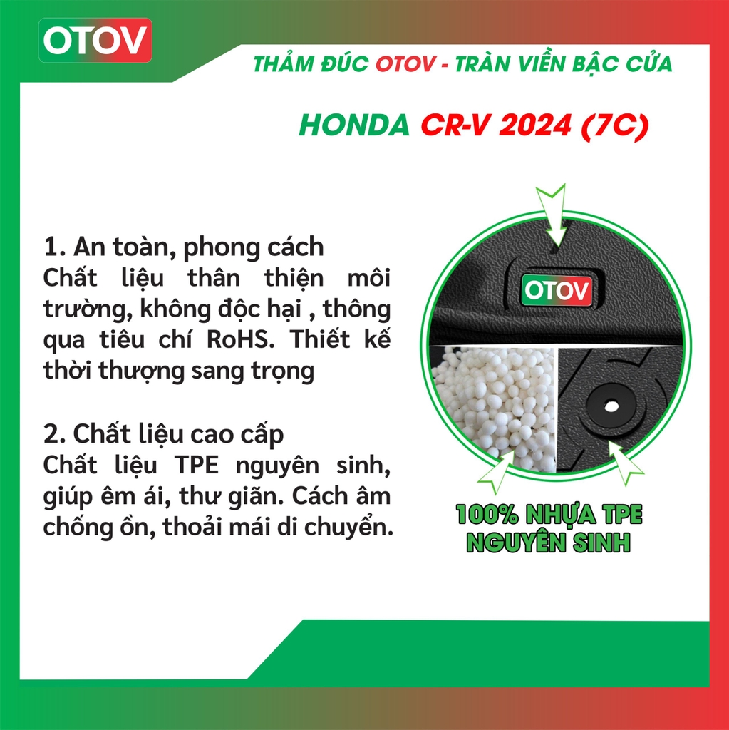 Thảm Đúc OTOV Tràn Viền Bậc Cửa Cho Xe Honda CRV 2024 Bản 7 Chỗ