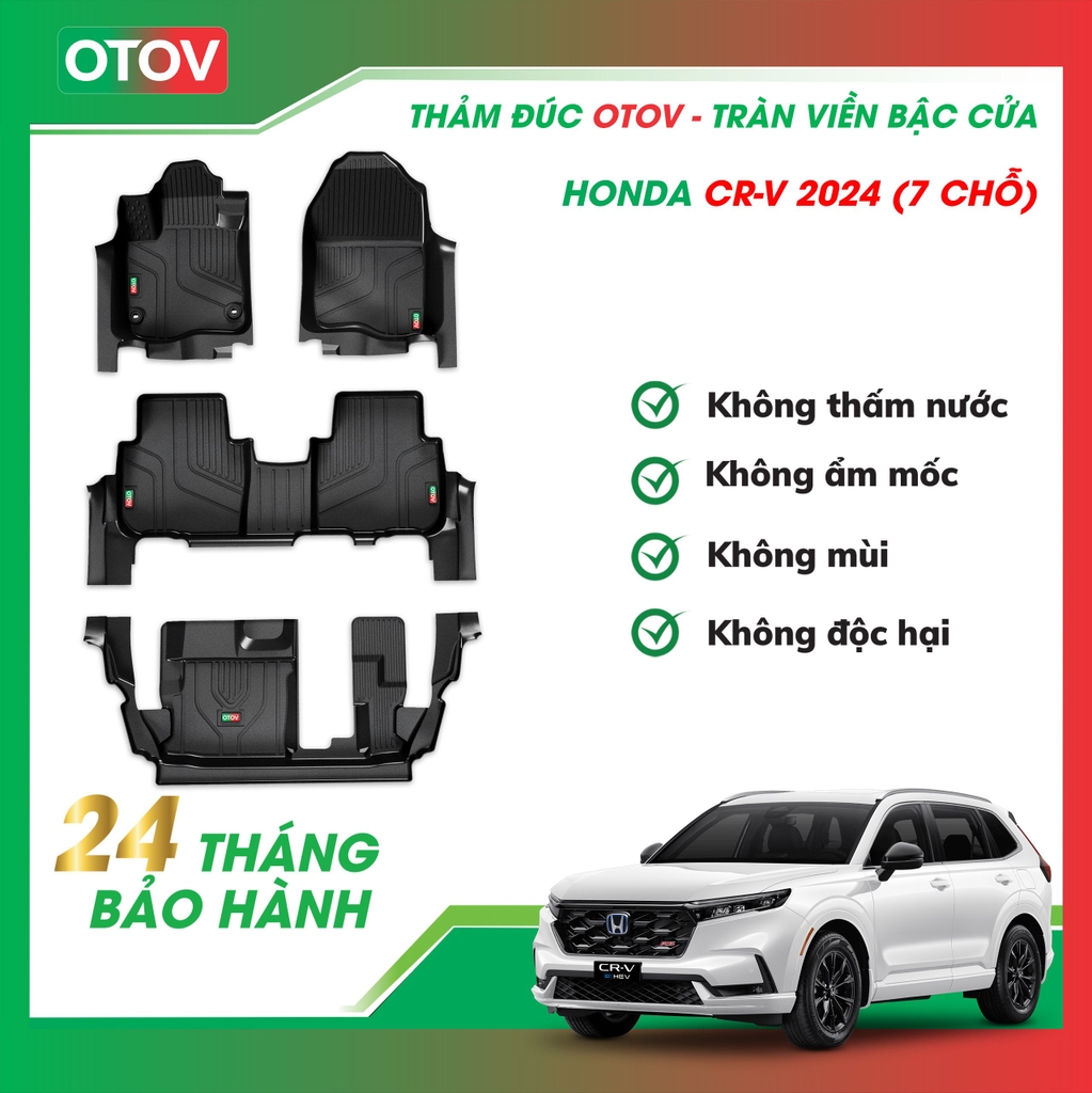 Thảm Đúc OTOV Tràn Viền Bậc Cửa Cho Xe Honda CRV 2024 Bản 7 Chỗ