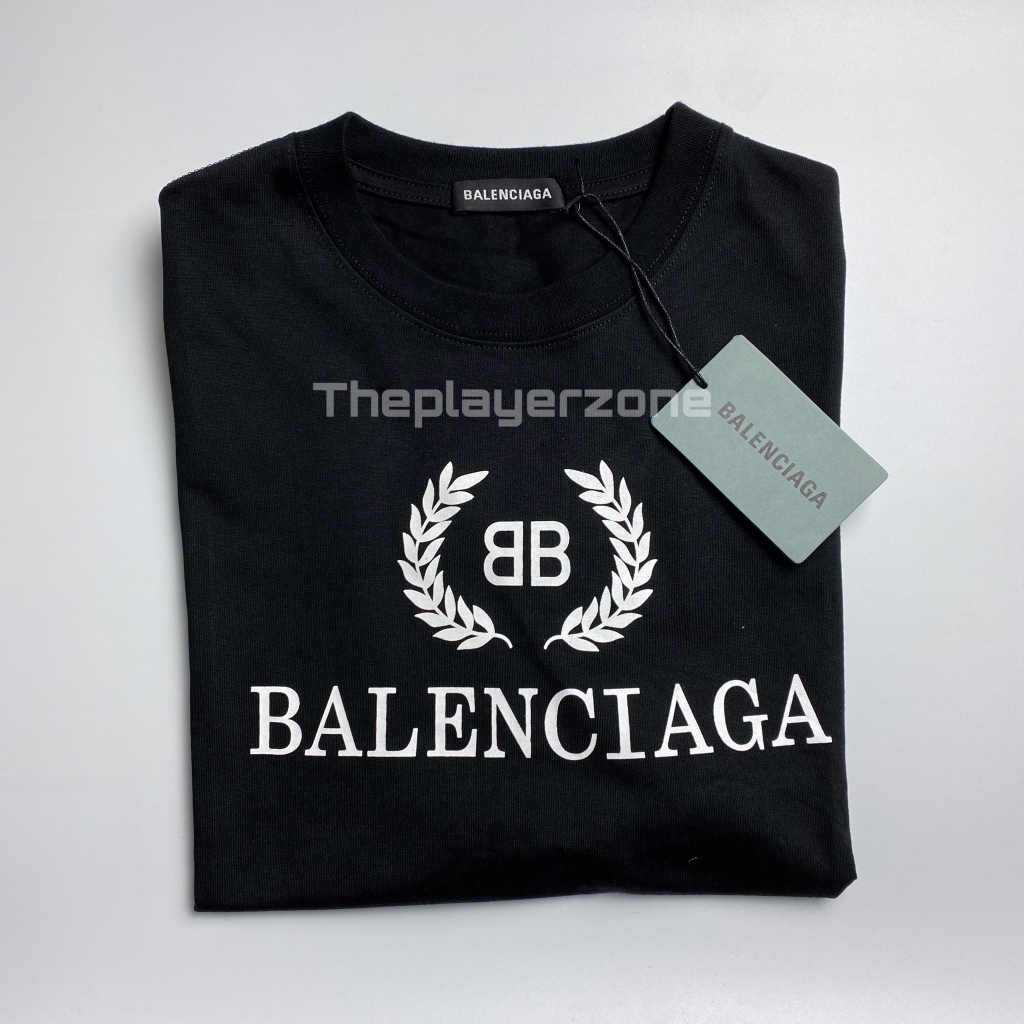 Balenciaga BB Logo Tee Navy Blue Mens Fashion Tops  Sets Tshirts   Polo Shirts on Carousell