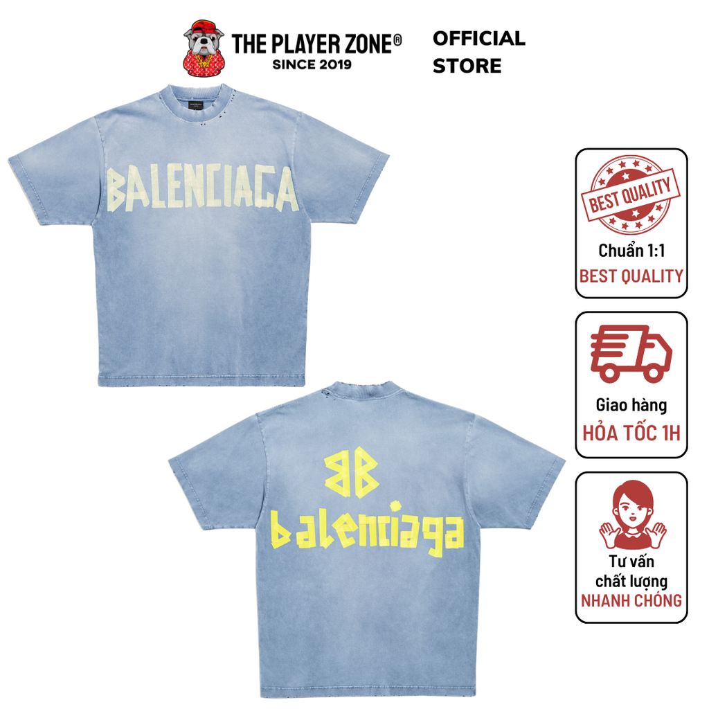 Áo thun Balenciaga Tape Type T-shirt Medium Fit - Faded Blue