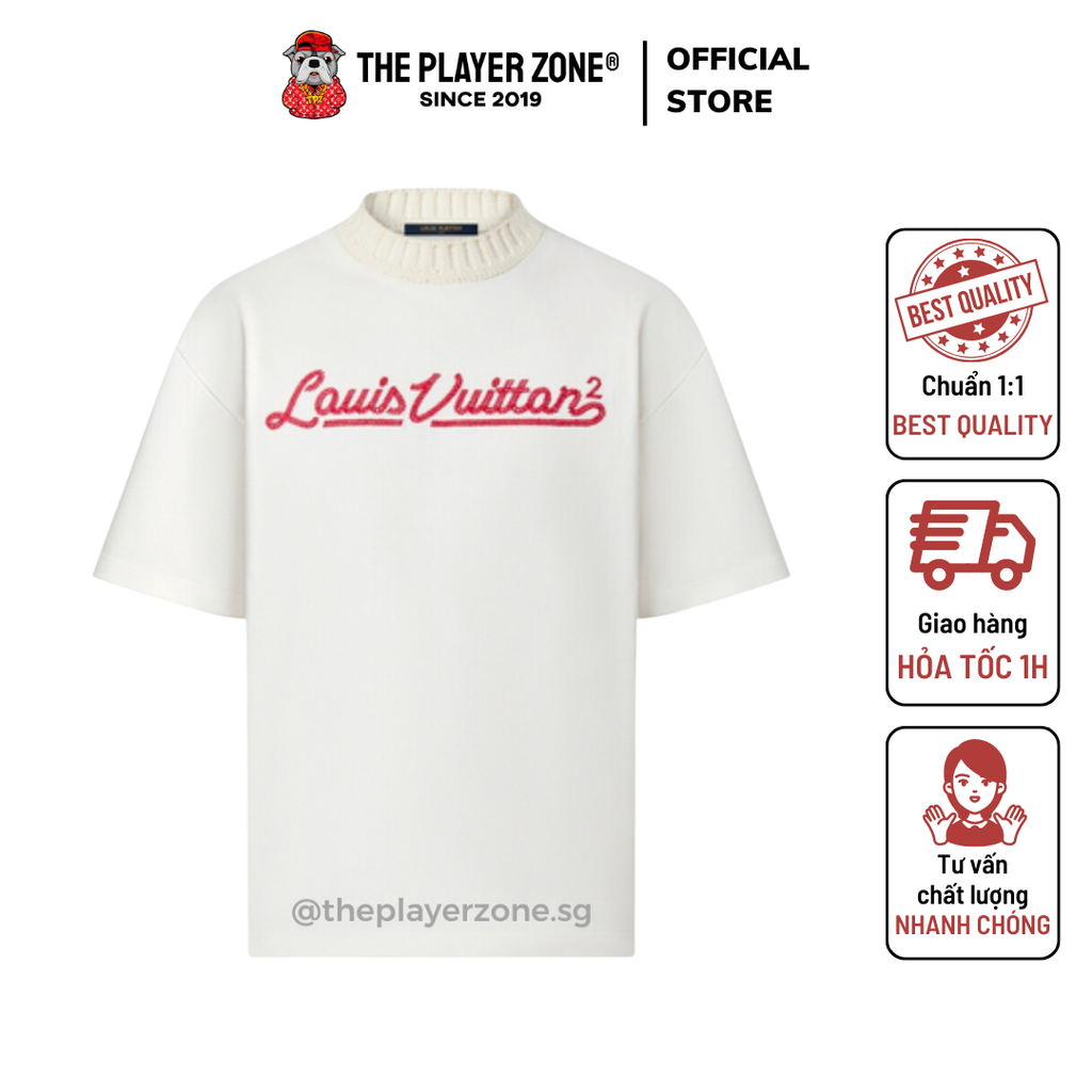 Louis Vuitton x Nigo Embroidered Mockneck Tee White