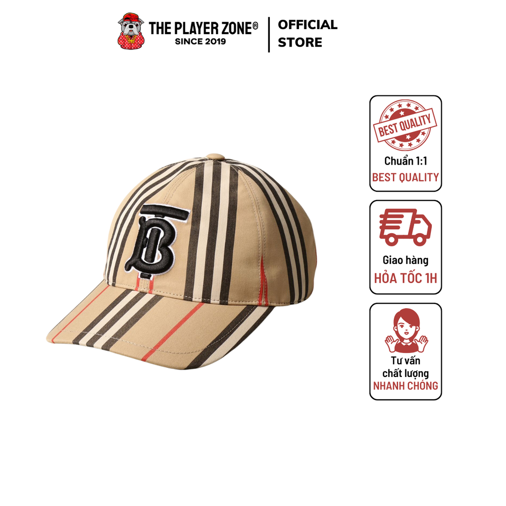 Nón Burberry Thêu Logo Vintage Check Cotton Baseball Cap Monogram Motif