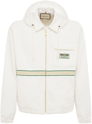 Áo Khoác Gucci Vintage Logo Patch Cotton Zip Jacket (White)