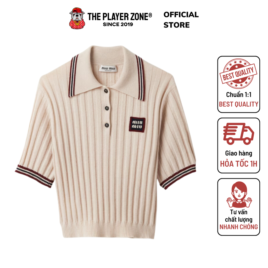 トップス 99AW miumiu knit polo shirt archive 99AW miumiu knit polo shirt archive Miu Miu Logo-Intarsia Cashmere