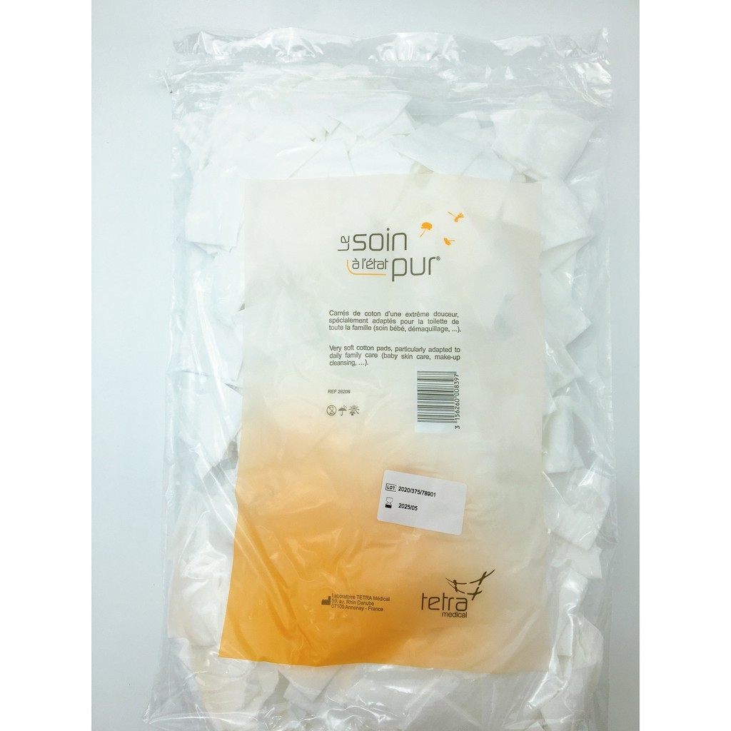 Bông Tẩy Trang Tetra Medical Cotton Wool Squares (600 miếng)-PHÁP