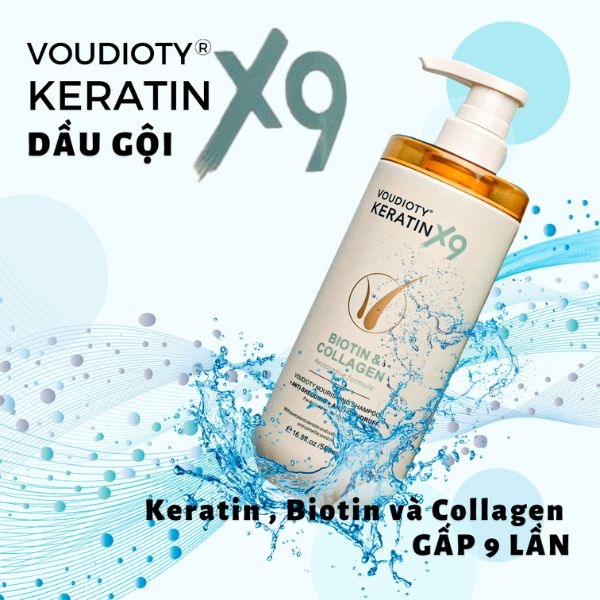 Bộ dầu gội xả Voudioty Keratin X9 Biotin & Collagen 500ml-Ý