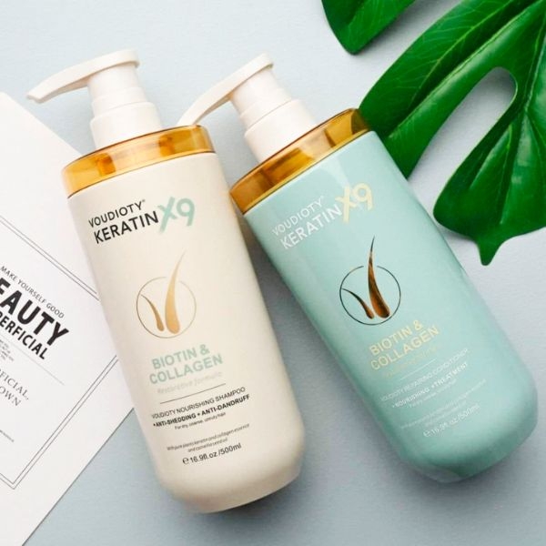 Bộ dầu gội xả Voudioty Keratin X9 Biotin & Collagen 500ml-Ý