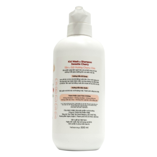 Tắm & Gội Hương Cherry Chín cho bé MINE - Kid Wash & Shampoo Sweetie Cherry