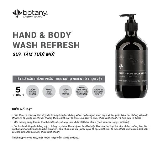  SỮA TẮM TƯƠI MÁT CHO TAY VÀ CƠ THỂ-HAND AND BODY WASH REFRESH  2. Thương hiệu : BOTANY ESSENTIALS