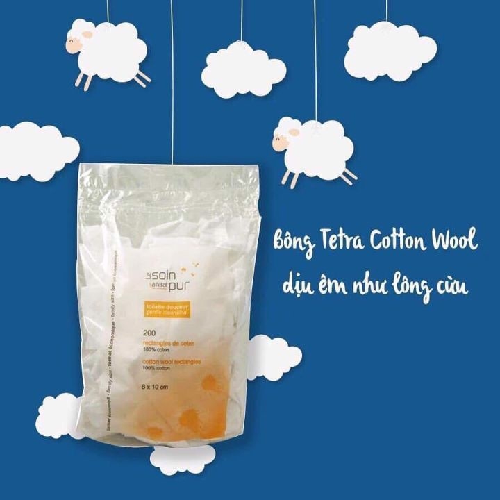 Bông Tẩy Trang Tetra Medical Cotton Wool Squares (600 miếng)-PHÁP