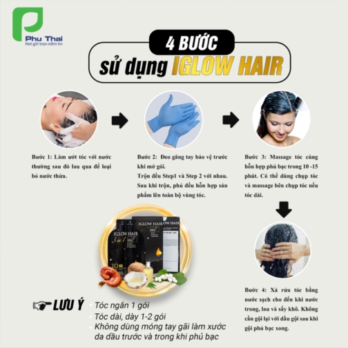  DẦU GỘI PHỦ BẠC HÀN QUỐC IGLOW HAIR  Thương hiệu: Iglow Hair  1. Xuất xứ: Hàn Quốc  2. Đóng gói: 1 hộp có 5 gói 