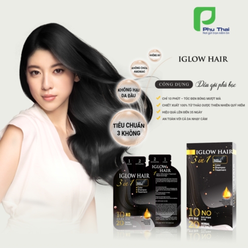  DẦU GỘI PHỦ BẠC HÀN QUỐC IGLOW HAIR  Thương hiệu: Iglow Hair  1. Xuất xứ: Hàn Quốc  2. Đóng gói: 1 hộp có 5 gói 