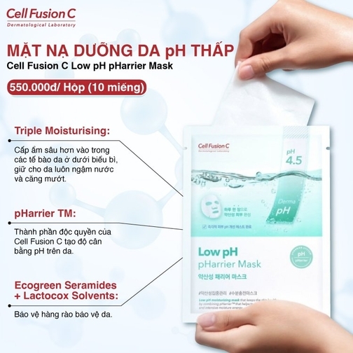 Cell Fusion C Mặt Nạ Dưỡng Da pH Thấp Low Ph pHarrier Mask (25ml*10 miếng)
