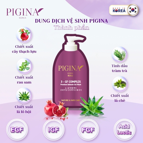 DUNG DỊCH VỆ SINH TÁI TẠO TẾ BÀO PIGINA  2. Thương hiệu:  PIGINA  3. Xuất xứ:  Hàn Quốc