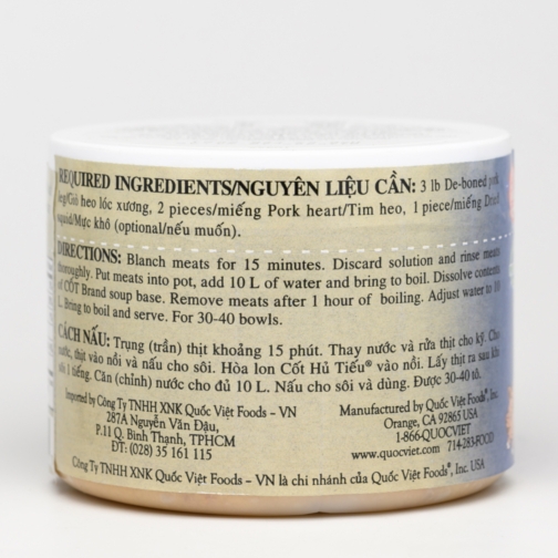 Cốt Hủ Tiếu ® - Pork Flavored “Hu Tieu” Soup Base  Thương hiệu: Quốc Việt Foods  Xuất xứ: Mỹ