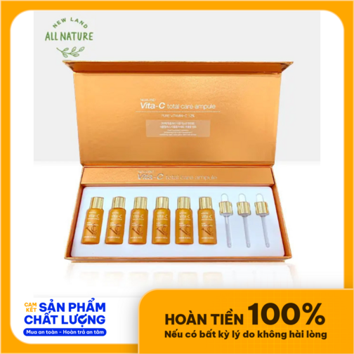 Tinh chất cô đặc dưỡng da trắng sáng Vita-C 12% Total Care Ampule Newland (6 lọ)  2. Dung tích: 6 lọ x 10 ml  3. Xuất xứ: Hàn Quốc