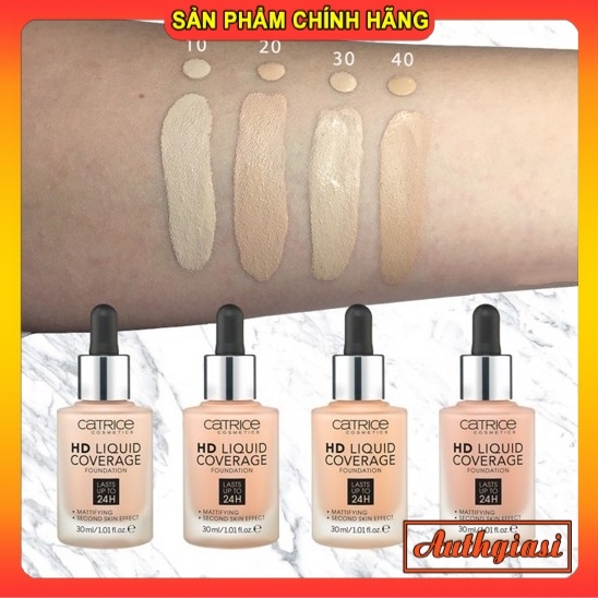 Kem Nền Kiềm Dầu - Catrice HD 24h Liquid Coverage Foundation - Che Phủ Hoàn Hảo