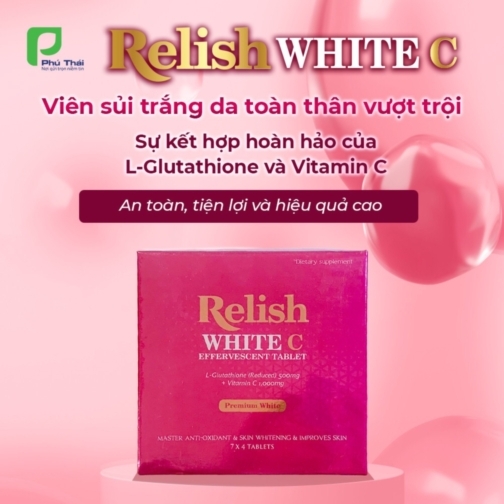 Relish White C - Sáng da, hỗ trợ chống lão hoá & thải độc  1. Xuất xứ : India   2. Thương hiệu: Anh