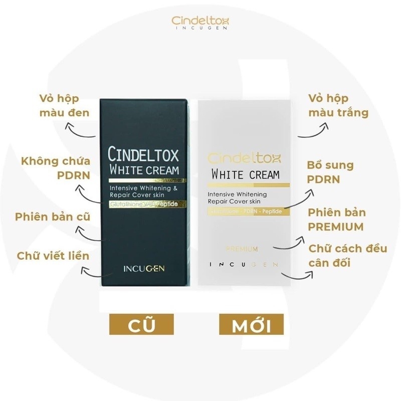 Kem Lên Tone Mặt - Truyền trắng CINDEL TOX - MẪU MỚI MÀU TRẮNG-hàn