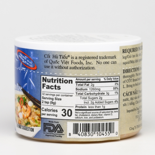 Cốt Hủ Tiếu ® - Pork Flavored “Hu Tieu” Soup Base  Thương hiệu: Quốc Việt Foods  Xuất xứ: Mỹ