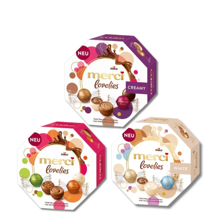 Kẹo Socola Merci Lovelies Hộp Lục Giác 185G Của Đức