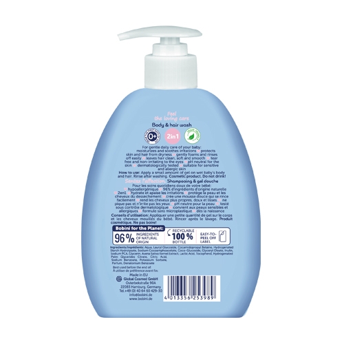 Gel tắm gội trẻ em Bobini Baby dịu nhẹ 1+ ngày tuổi 300ML