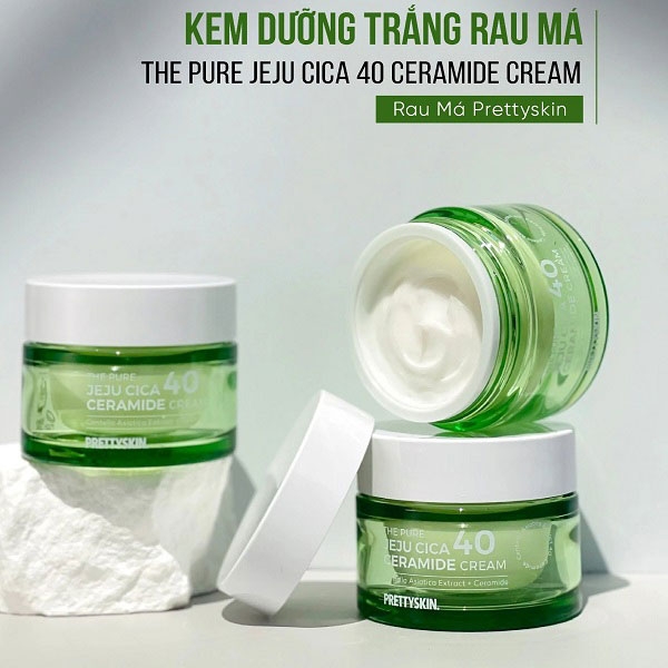 KEM DƯỠNG TRẮNG DA RAU MÁ PRETTY SKIN THE PURE JEJU CICA-hàn