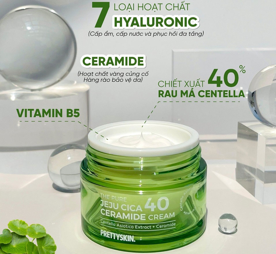 KEM DƯỠNG TRẮNG DA RAU MÁ PRETTY SKIN THE PURE JEJU CICA-hàn
