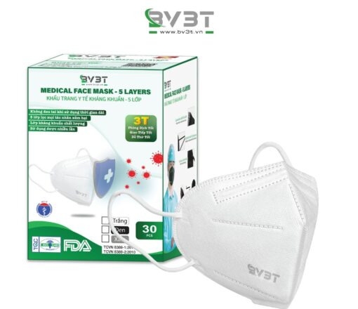 KHẨU TRANG Y TẾ KHÁNG KHUẨN BV3T KHÔNG VAN Thương hiệu: BV3T  Xuất xứ: VIỆT NAM 