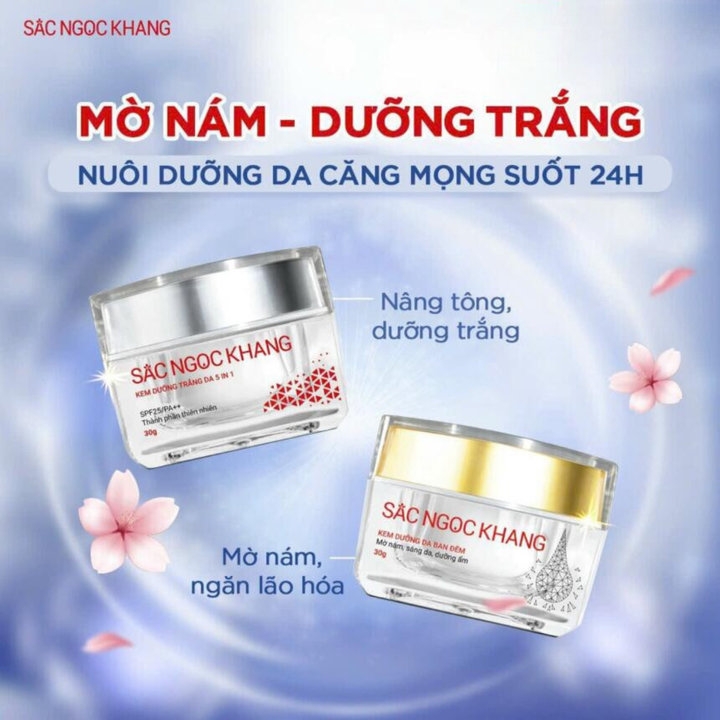 COMBO KEM DƯỠNG DA NGÀY VÀ ĐÊM - MỜ NÁM & DƯỠNG TRẮNG - SẮC NGỌC KHANG