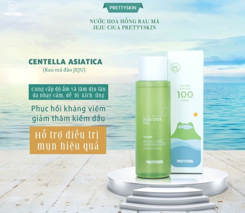 Nước hoa hồng RAU MÁ JEJU CICA - Pretty Skin-hàn