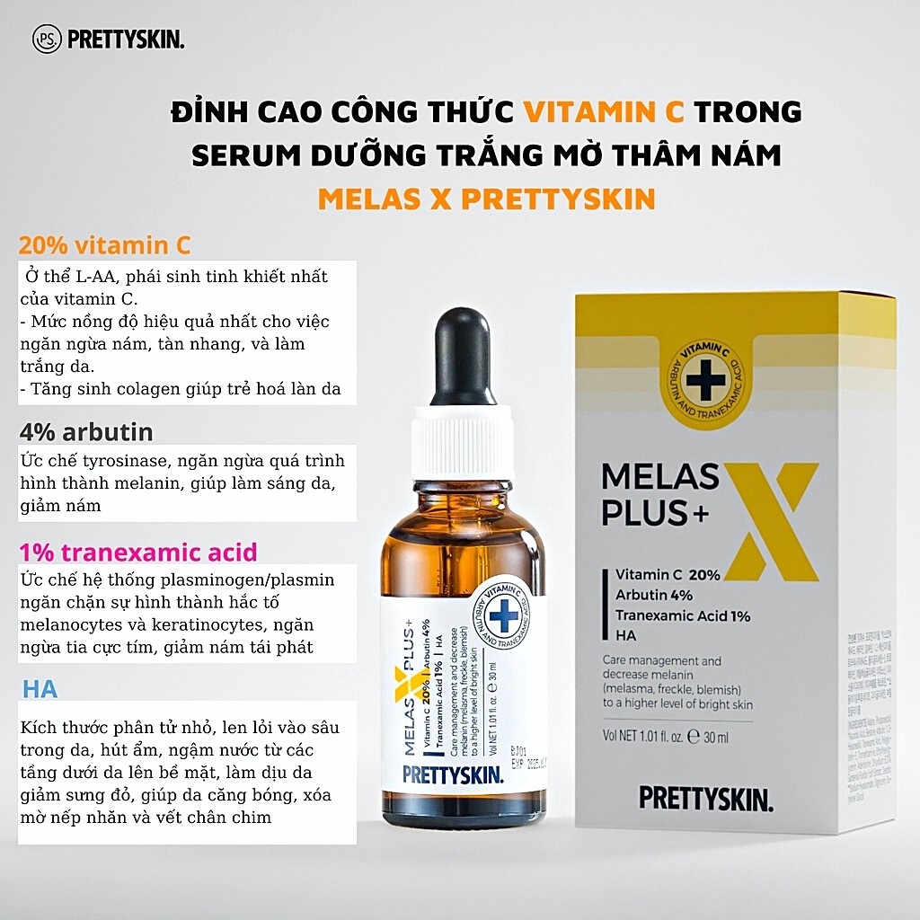 Tinh chất trị nám Trắng da Melas X Plus - Pretty Skin-hàn