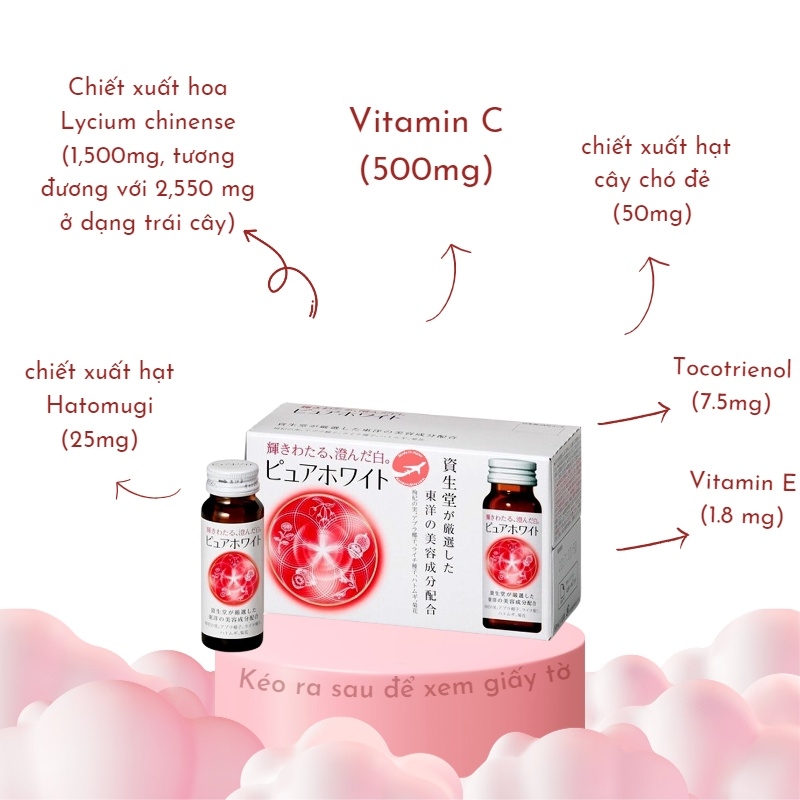 Nước Uống Trắng Da Shiseido Pure White Nhật Bản (Hộp màu trắng)-nhật