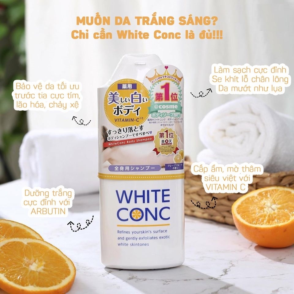 Sữa tắm trắng da toàn thân White CONC Nhật Bản chính hãng - Chai 360ml