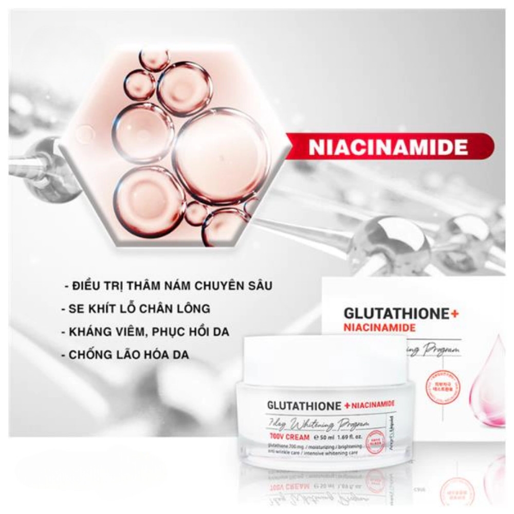 Kem trắng da 7day Whitening Program Glutathione 700 V- MẪU MỚI-hàn