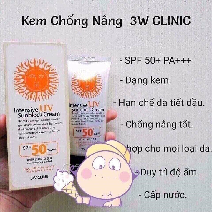 Kem chống nắng 3W clinic-spf 50-hàn