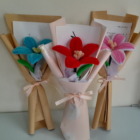 BÓ HOA LY KẼM NHUNG HANDMADE YUKISHOP YK23