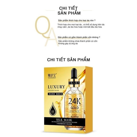 MẶT NẠ VÀNG 24K HỘP 10 CÁI DƯỠNG ẨM PHỤC HỒI HƯ TỔN DA MẶT - GDN