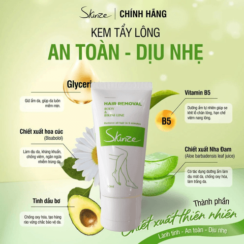 KEM TẨY LÔNG SKINZE HAIR REMOVAL TẨY LÔNG NÁCH LÔNG CHÂN LÔNG TAY VIỀN BIKINI SẠCH HƠN WAX LÔNG CẠO LÔNG