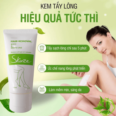 KEM TẨY LÔNG SKINZE HAIR REMOVAL TẨY LÔNG NÁCH LÔNG CHÂN LÔNG TAY VIỀN BIKINI SẠCH HƠN WAX LÔNG CẠO LÔNG