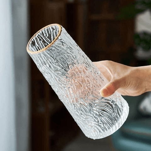 LỌ HOA THỦY TINH CỔ VIỀN VÀNG CTB571 - BECHIP