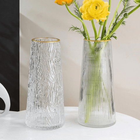LỌ HOA THỦY TINH CỔ VIỀN VÀNG CTB571 - BECHIP