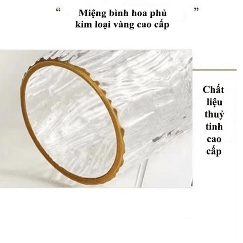LỌ HOA THỦY TINH CỔ VIỀN VÀNG CTB571 - BECHIP