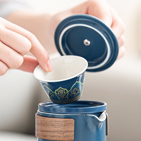 BỘ ẤM PHA TRÀ GỐM SỨ DU LỊCH TRÁNG MEN CAO CẤP