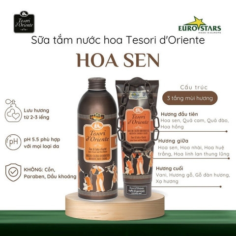 SỮA TẮM NƯỚC HOA TESORI D'ORIENTE Ý CHÍNH HÃNG 500ML HƯƠNG THƠM LƯU TRỮ CẢ NGÀY KÈM VÒI -PHƯƠNG THỦY MART