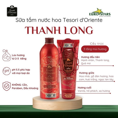 SỮA TẮM NƯỚC HOA TESORI D'ORIENTE Ý CHÍNH HÃNG 500ML HƯƠNG THƠM LƯU TRỮ CẢ NGÀY KÈM VÒI -PHƯƠNG THỦY MART