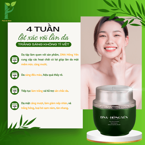 SET 1 HỘP KEM DƯỠNG DA DNA HỒNG YẾN - PHỤC HỒI, CẤP ẨM, TRẮNG HỒNG & MỊN MÀNG + 1 HỘP VIÊN UỐNG TRẮNG DA NINE’S BEAUTY - PHAN AN GREEN
