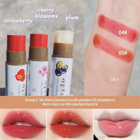 SET 3 SON DƯỠNG CÓ MÀU NICOR DƯỠNG ẨM CĂNG MỌNG MỀM MÔI VỊ HOA QUẢ - GDN